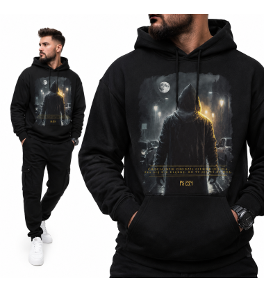 Bluza Chrześcijańska z kapturem Chociażbym chodził ciemną  doliną
